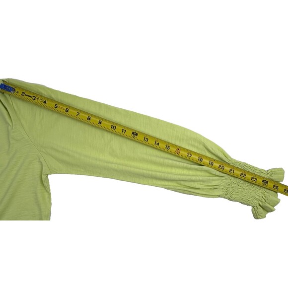 Lisa Todd Cuff Love Pop T-shirt 100% Pima Cotton Smocked Ruffle Lime Green L - Picture 7 of 10
